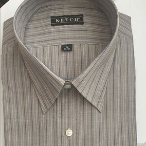 Ketch Men's Classic Striped Dress Shirt - Blue and Gray